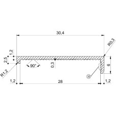 5398 ალუმინის პროფილი პე 28მმ ინოქსისფერი