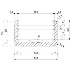 3785 ალუმინის პროფილი დიოდის პატარა ინოქსი 14მმ