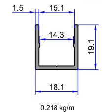 6106 ალუმინის პროფილი პე 14.3 მმ ინოქსი 03
