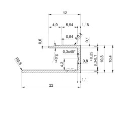 5285 ალუმინის პროფილი U 8mm მაღალ-დაბალი ნიკელირებული