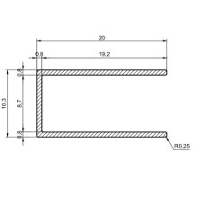1294 ალუმინის პროფილი პე 8*20 შავი
