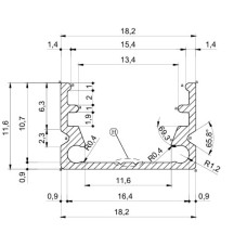 10511 ალუმინის პროფილი დიოდის 18მმ მატოვი