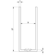 8242 ალუმინის პროფილი პე 11*27*1,1  8 მმ მაღალი ინოქსი