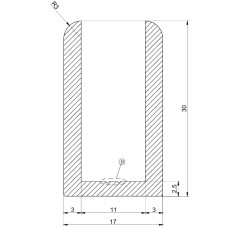 8388 ალუმინის პროფილი პე 10 მმ 17*30*3 სქელი ნიკელი