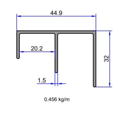 ალუმინის პროფილი რელსი 215208 იონფ