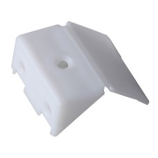 კუთხის შემკრელი ფერადი პლასმასის თავსახურით თეთრი