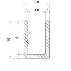 8943 ალუმინის პროფილი პე 4,8 მმ ნატურალი