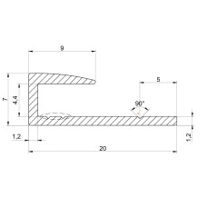 10114 ალუმინის პროფილი U 4 მმ მაღალ-დაბალი ნატურალი