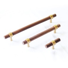 სახელური ავეჯის ხის K011 96მმ მილისებრი ოქროსფერი + კაკლისფერი