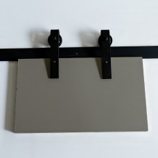 2282 კარის ჩამოსაკიდი მექანიზმი  მჭედური პატარა  შავი + 1,2 მეტრიანი რელსით