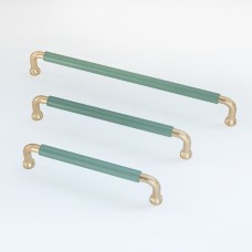 6563 სახელური მეტალის 224MM BRUSHED BRASS+DARK GREEN