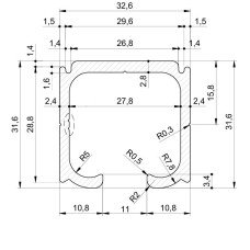 9193 ჩამოსაკიდი კარის რელსი 2,8mm ალუმინის ფერი