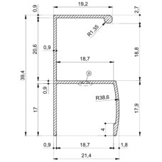 8375 -2 მეტრიანი ალუმინის პროფილი სახ. ბათ18მმ*39,4 ინოქსი