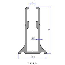 6641 ალუმინი პროფ.მაღალი მოაჯირის U10 სმ 10მმ ინოქსი