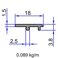 ალუმინის პროფილი 18მმ p ინოქსი