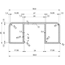 2907 ალუმ. პროფილი შუშის სახელური 60*25 შავი