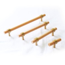 სახელური ავეჯის ხის K011 192მმ მილისებრი ოქროსფერი + მუხა