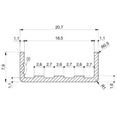 21003 ალუმინის პროფილი პე 18მმ საშუალო მატოვი