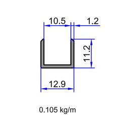 9924 ალუმინის პროფილი პე 10 მმ n ინოქსი