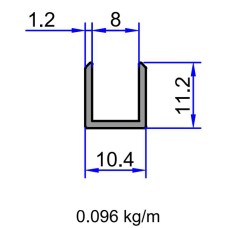 10017 ალუმინის პროფილი პე 8 მმ ინოქსი