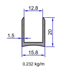 4144 ალუმინის პროფილი პე U 12.8მმ ინოქსი