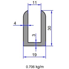 3667 ალუმინის პროფილი პე 10 მმ სქელი ინოქსი