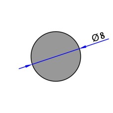 3070 ალუმინის პროფილი სავსე მილი 8 მმ ოქროსფერი