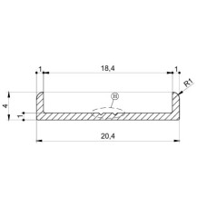 10420 ალუმინის პროფილი პე 18 მმ დაბალი შავი