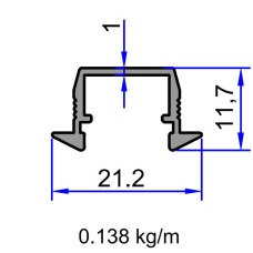 10625 ალუმინის პროფილი დიოდის ჩასაფრეზი 18მმ ინოქსი